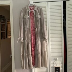 Free People Duster.  Tan with red lining.  NWOT